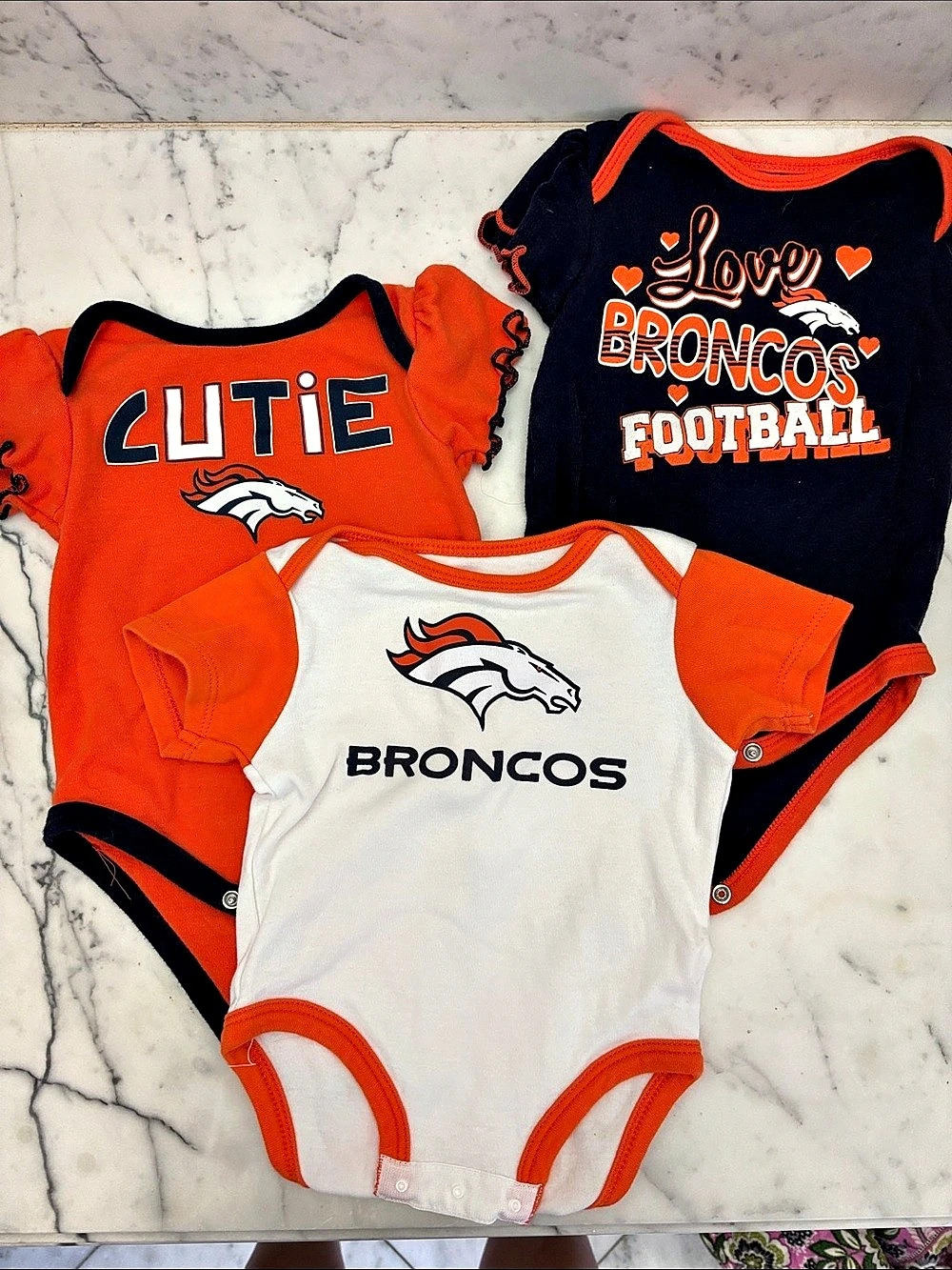 Denver Broncos Baby Bodysuit Set Orange Navy